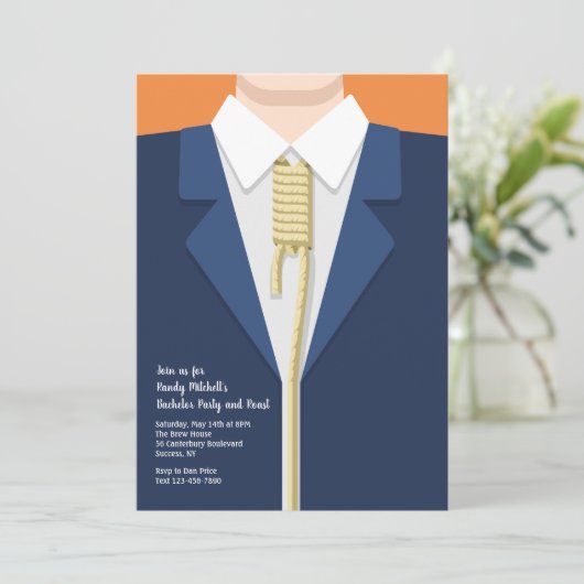 Bruiloftfeest Uitnodiging met Stroppop (Staand voorkant)