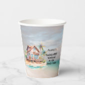 Bruiloftfeestje in Beach House Papieren Bekers (Voorkant)