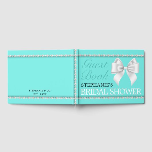 Bruiloftgastenboek met Glam Aqua Tiffany-thema Gastenboek (Volledig)