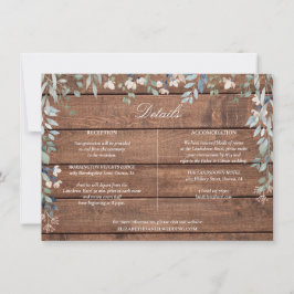 Bruiloftkaart met bloemencascade in rustieke houts kaart