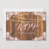 Bruiloftkaart met rustieke bloem en lichtslingers kaart (Voorkant)