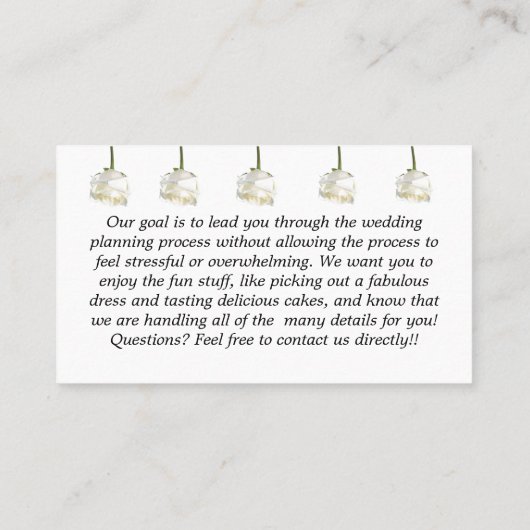 Bruiloftplanner 3,5" x 2,0" Visitekaartje (Achterkant)