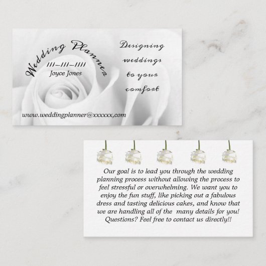 Bruiloftplanner 3,5" x 2,0" Visitekaartje (Voorkant / Achterkant)