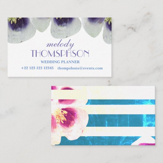 Bruiloftplanner, Roze Rose Elegante Visitekaartjes (Voorkant / Achterkant)