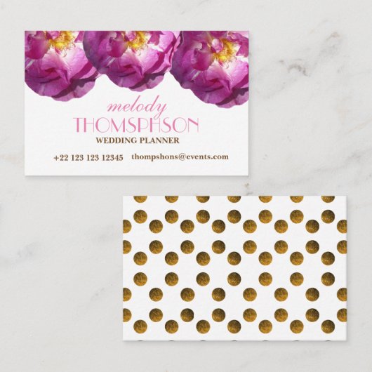 Bruiloftplanner, Rozen Elegante Visitekaartjes (Voorkant / Achterkant)
