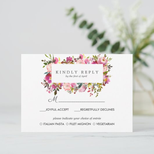 Bruiloftreactie RSVP EETOPTIE Kaartje (Staand voorkant)