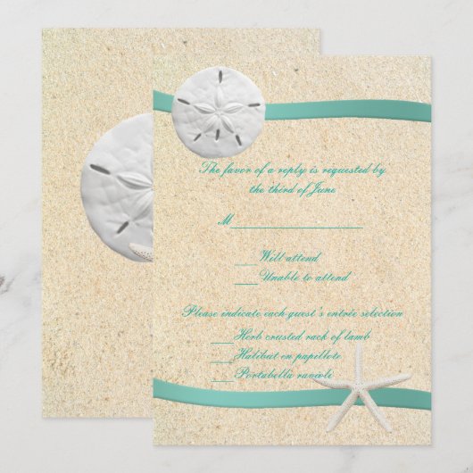 Bruiloftreactiekaart Strand Sand Dollar Kaart (Voorkant / Achterkant)