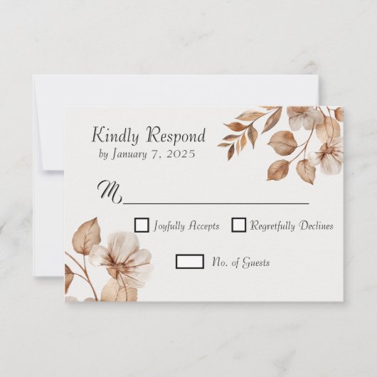 Bruiloftreactiekaarten Rustic Romance RSVP Kaartje (Voorkant)