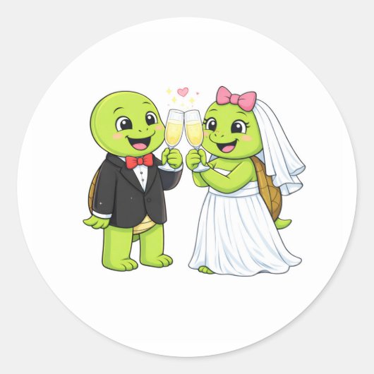 Bruilofts Cheers Ronde Sticker (Voorkant)