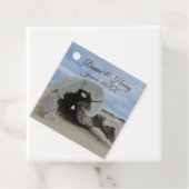 Bruiloftsattentie Strand Drift-hout Foto Dank je w Bedankjes Labels (In situ)