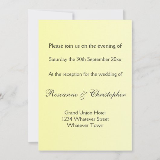 Bruiloftsavondreceptie Gele Zonnebloem Kaart (Achterkant)