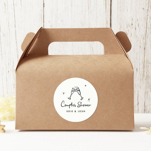 Bruiloftsbad modern natuurlijke elegante handgesch ronde sticker