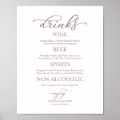 Bruiloftsbar Rose Goud Script Bruiloftsbord Poster (Voorkant)