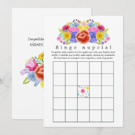 Bruiloftsbingo met bloemmotief voor Spaanse fiesta