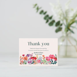 Bruiloftsbloemen bedankkaart  notitiekaartje