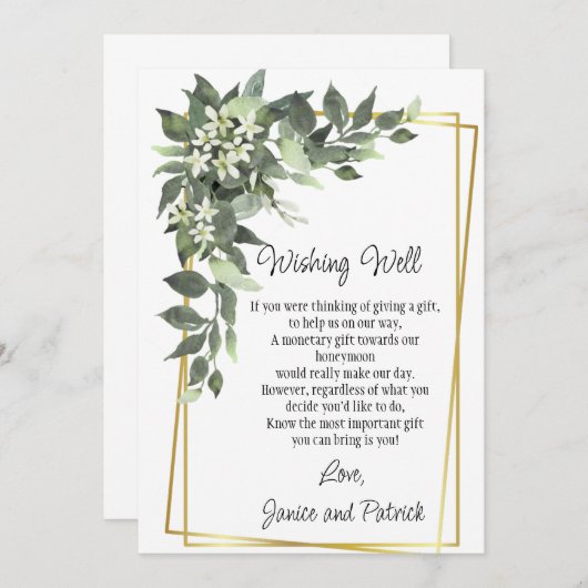 Bruiloftsbloemen Groene beplanting Wensputkaart Kaart (Voorkant / Achterkant)