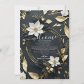 Bruiloftsbloemenkranst Welkomstbrief & Reisprogram Kaart (Voorkant)