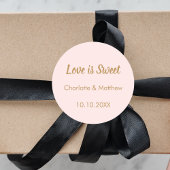 Bruiloftsblush gouden namen Love is Sweet Ronde Sticker