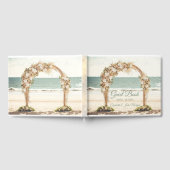 Bruiloftsbogen op het strand met rozen gastenboek (Volledig)