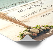 Bruiloftsbogen op het strand met rozen poster (Hoek)