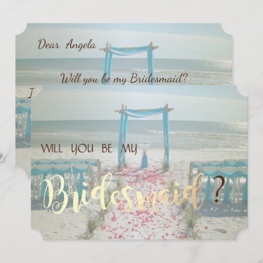 Bruiloftsbogen voor het strand  Bruidsmeisje kaart (Voorkant / Achterkant)