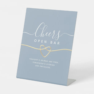 Bruiloftsbord met Open Bar - Stofblauw Reclamebord Met Voetstuk