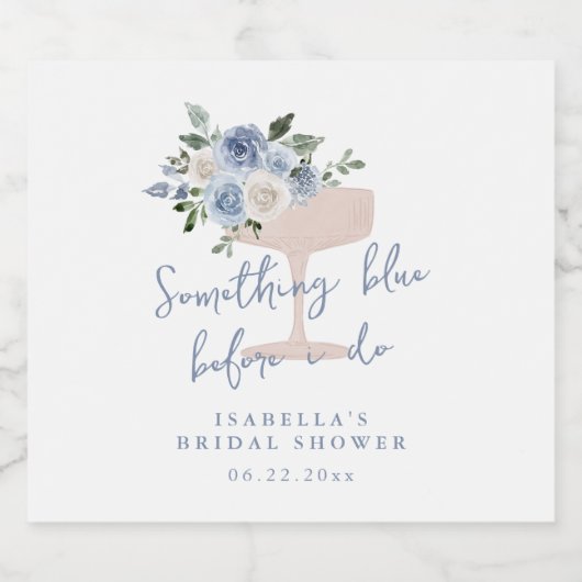 Bruiloftsborrel Blue Petals and Prosecco Sparkling Wijnetiket (Enkel label)