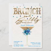Bruiloftsborrel Bubbelend Goud Turquoise Bloem Bru Kaart (Voorkant)