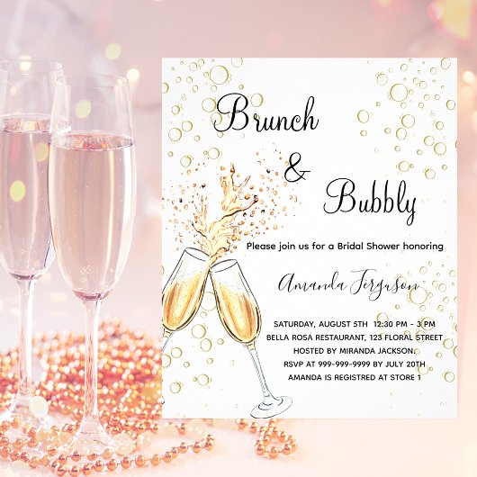 Bruiloftsborrel Bubbelige brunch uitnodiging goude Flyer