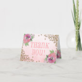 Bruiloftsborrel en bubbels bruidsbruiloft glitter  bedankkaart (Voorkant)