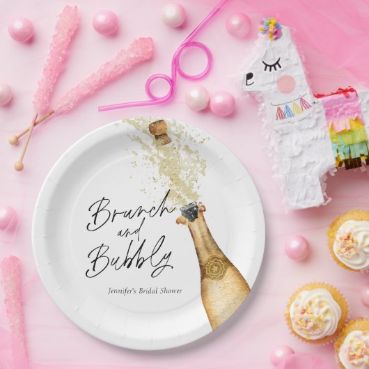 Bruiloftsborrel en bubbels bruidsfeest papieren bo papieren bordje (Feest)