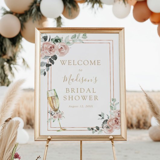 Bruiloftsborrel en bubbels bruidsshower welkomstbo poster