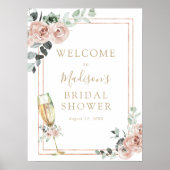 Bruiloftsborrel en bubbels bruidsshower welkomstbo poster (Voorkant)
