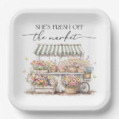 Bruiloftsborrel 'Fresh Off The Market' Papieren Bordje (Voorkant)