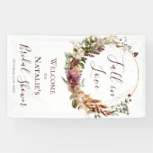 Bruiloftsborrel Herfst Bloemen Welkom Spandoek (Horizontaal)