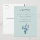 BRUILOFTSBORREL | Kerst Florale Boeket Uitnodiging (Voorkant / Achterkant)
