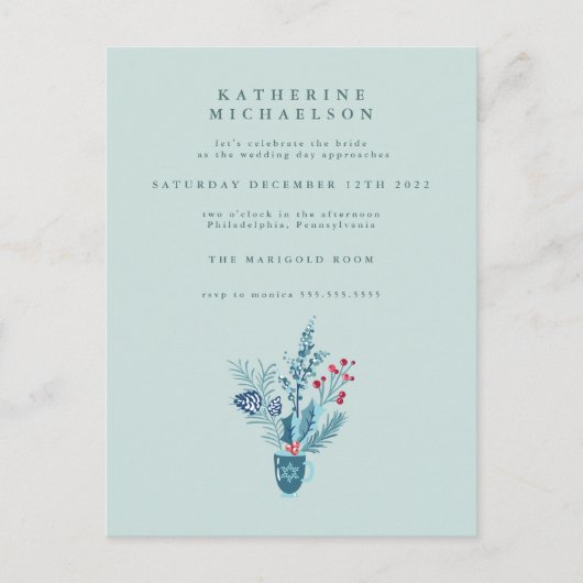 BRUILOFTSBORREL | Kerst Florale Boeket Uitnodiging (Voorkant)