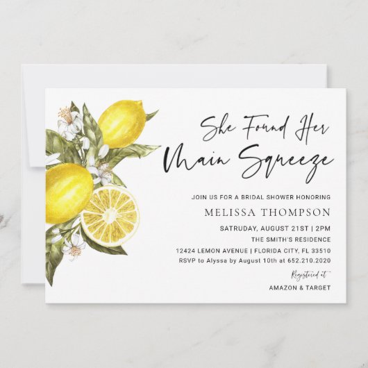 Bruiloftsborrel Lemon Main Squeeze Kaart (Voorkant)