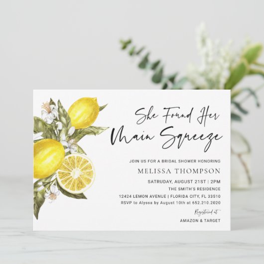 Bruiloftsborrel Lemon Main Squeeze Kaart (Staand voorkant)