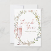 Bruiloftsborrel met Bloemen en Prosecco Bedankkaart (Voorkant)