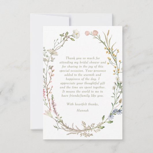 Bruiloftsborrel met Bloemen en Prosecco Bedankkaart (Achterkant)