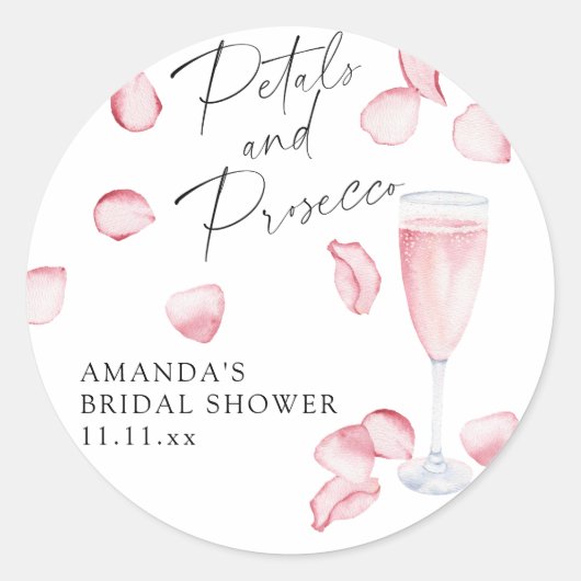 Bruiloftsborrel met Bloemen en Prosecco Ronde Sticker (Voorkant)