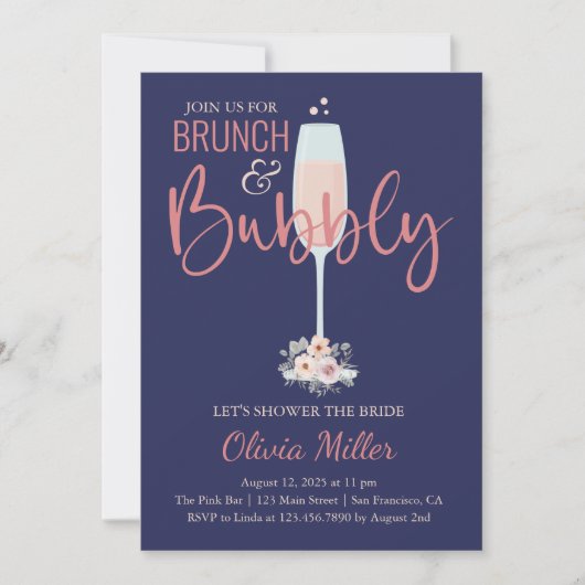 Bruiloftsborrel met brunch en bubbels kaart (Voorkant)