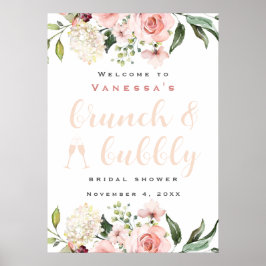 Bruiloftsborrel met brunch en bubbels welkomstbord poster