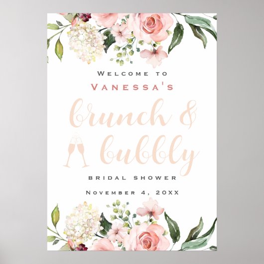 Bruiloftsborrel met brunch en bubbels welkomstbord poster (Voorkant)