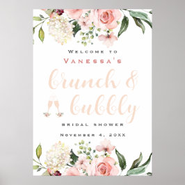 Bruiloftsborrel met brunch en bubbels welkomstbord poster