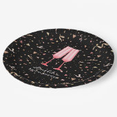 Bruiloftsborrel met brunch en bubbels Zwart Papieren Bordje (Gekanteld)