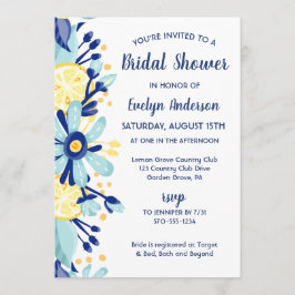 Bruiloftsborrel met gele citroenen, mintgroene en  kaart