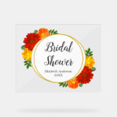 Bruiloftsborrel met herfstbloemen acryl bord (Voorkant)