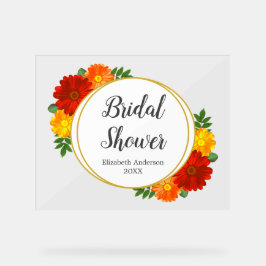 Bruiloftsborrel met herfstbloemen acryl bord